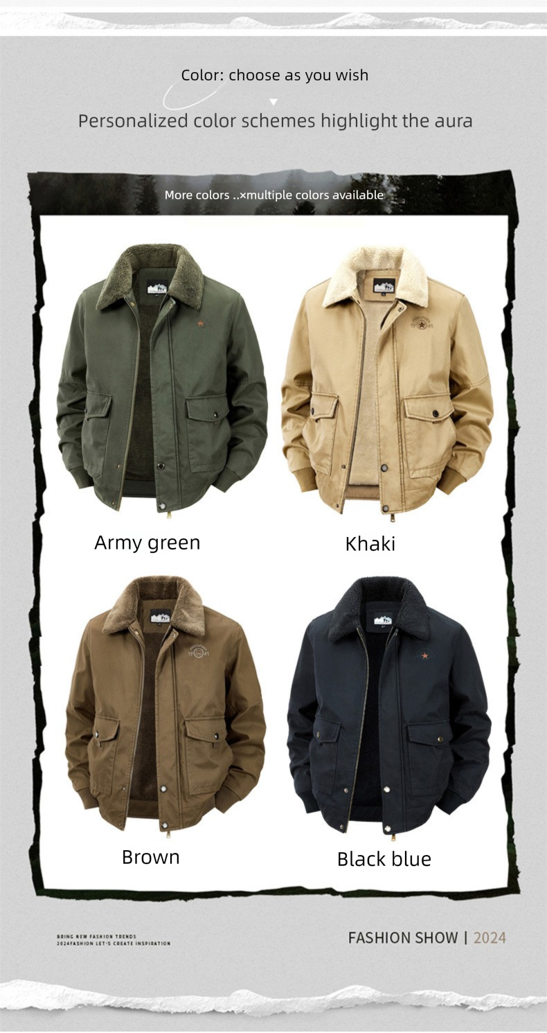 Giacca da uomo in cotone con lana di agnello, giacca invernale foderata in pile, vestibilità ampia, taglie forti, mezza età, calda, casual, anziani_voghion.com