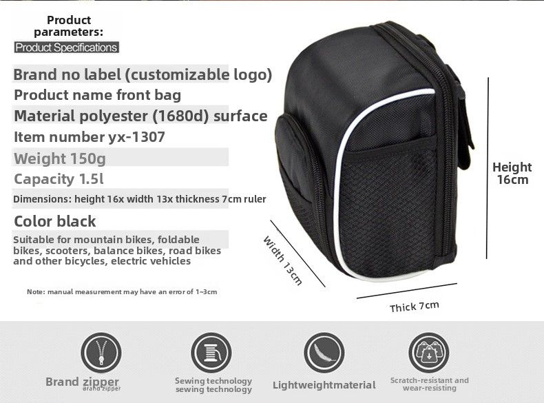 Outdoor Sports Bicycle Riding Scooter Folding Head Mountain Bike Front Bag_voghion.com