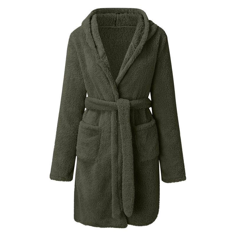 Men's autumn and winter warm bathrobe hooded home clothes plush pajamas robe_voghion.com