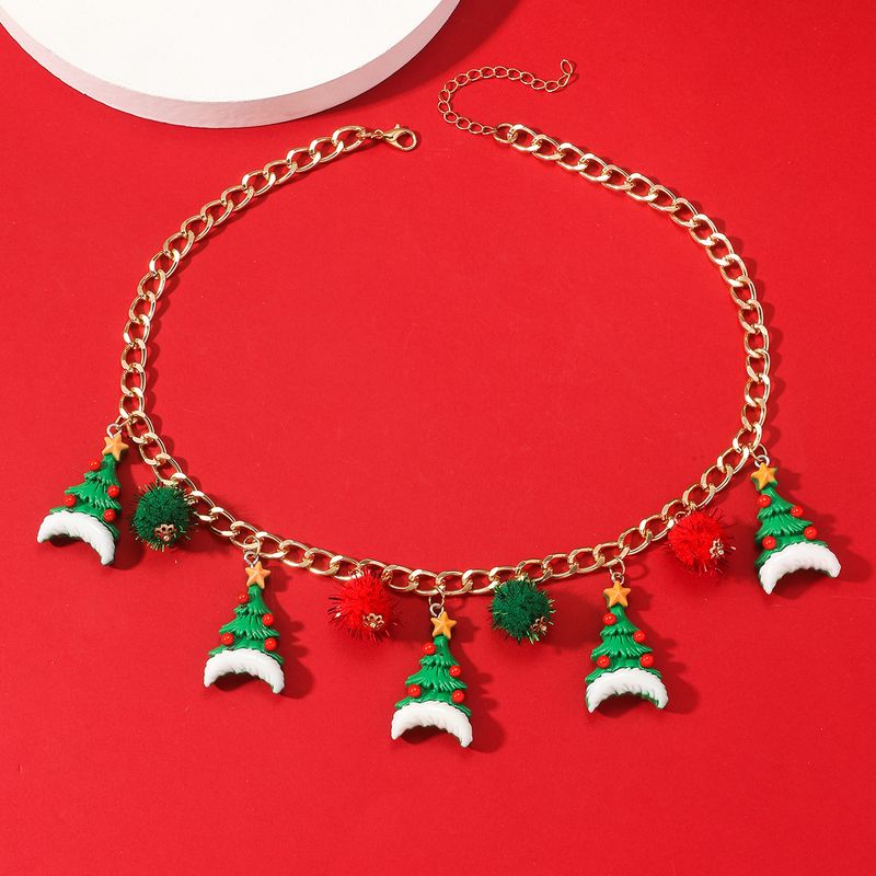 Collier mignon en forme de Père Noël, bonhomme en pain d'épices, arbre de Noël, cloche, bijoux pour femmes_voghion.com
