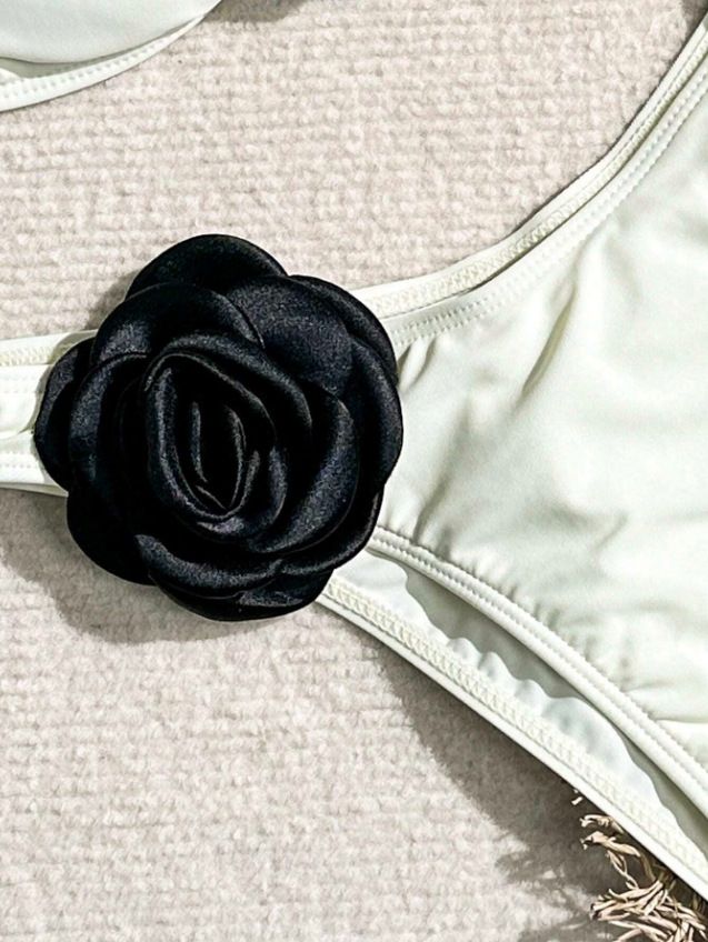 Costume da bagno bikini con fiori tridimensionali alla moda per donna_voghion.com