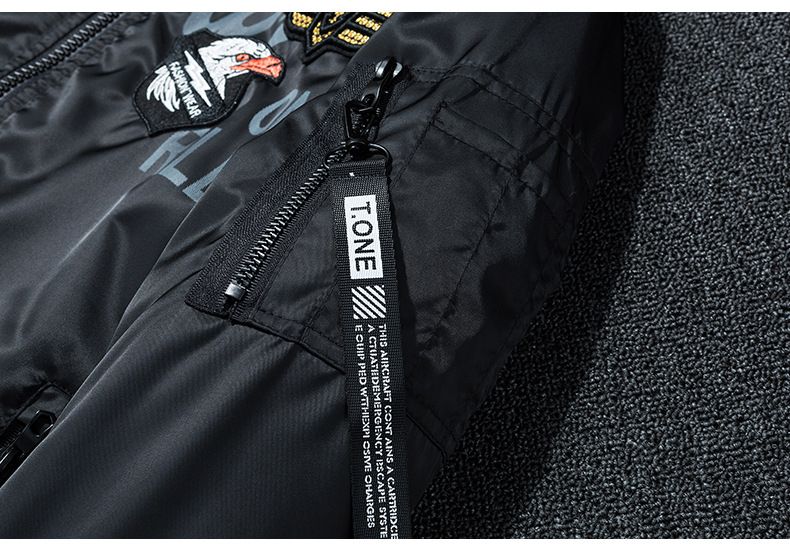 Chaqueta bomber MA1 reversible para hombre, verde militar, negra y azul marino, corte entallado, con cremallera y bolsillos laterales._voghion.com