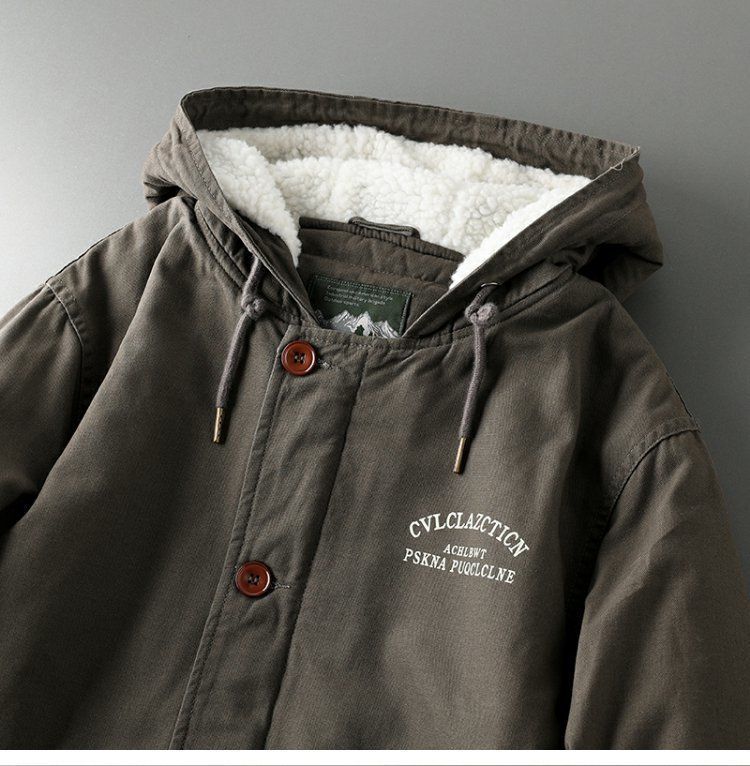 Men's Winter Fleece-Lined Hooded Jacket - Soft Cotton Outerwear With Thick Warm Padding, Lightweight & Comfortable For Outdoor Travel_voghion.com