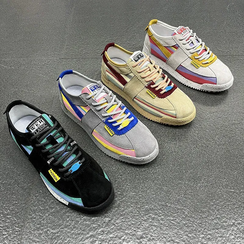New Summer Trend Color Blocking Running Breathable Low Cut Lace Up Casual Sports Forrest Gump Shoes For Men Ddmysaturn_voghion.com