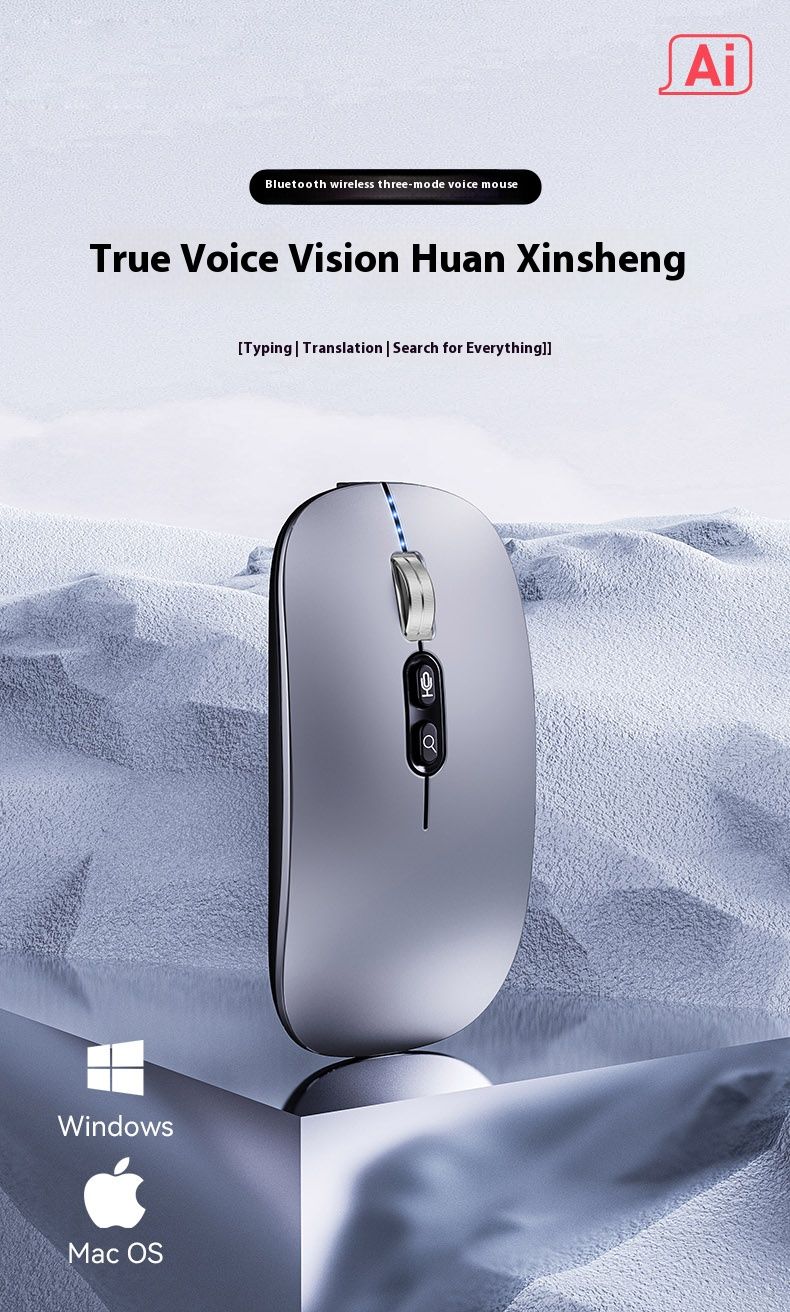 Smart Voice 2,4G Wireless Bluetooth 1600DPI Stille wiederaufladbare Maus für Samsung Galaxyab A7 10.4 SM-T500505 Bleistift_voghion.com