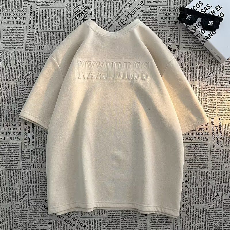 Maglietta a maniche corte per ragazzi, semplice temperamento estivo alla moda per uomo, scollo rotondo standard, marchio artistico e alla moda_voghion.com