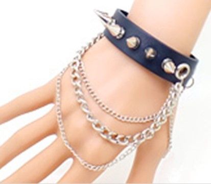 Fashion Rivet Combination Punk Leather Trend New Bangle Bracelet_voghion.com
