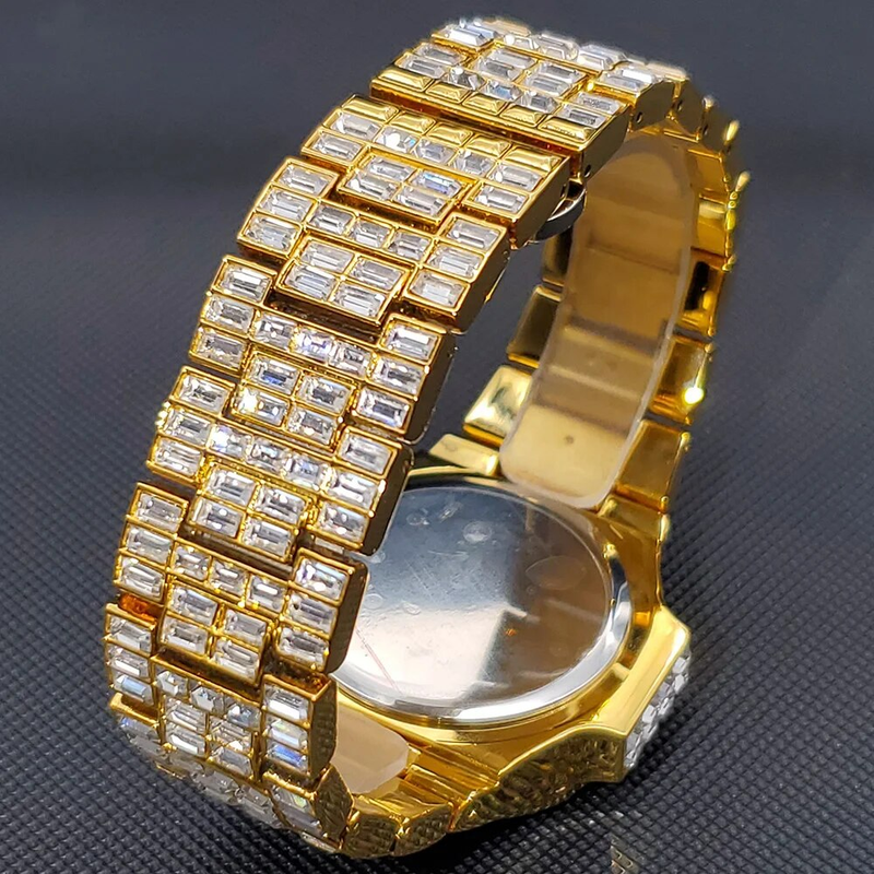 Iced Out Ceas pentru bărbați Hip Hop Diamond Sier Quartz ceas hombre High End Dive Ceasuri de bărbați din oțel inoxidabil Dropshipping_voghion.com