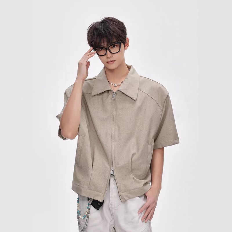 Cleanfit Oversized Double Zier Sleeve Jacket voor heren 2025 zomer nieuwe Amerikaanse stijl korte brede boxy gewatteerde schouder_voghion.com