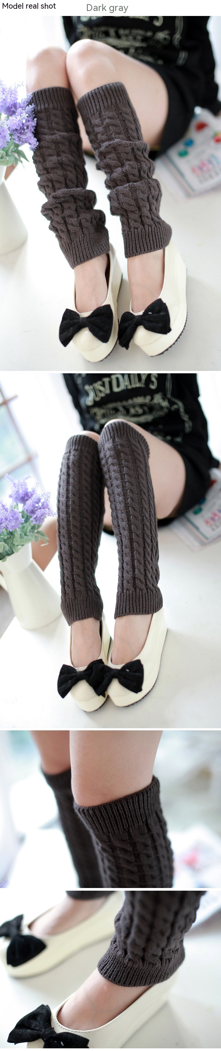 Korean Women's Autumn And Winter New Knitted Foot Covers Eight Fried Dough Twists Pattern Pile Socks Woolen Warm Leg_voghion.com