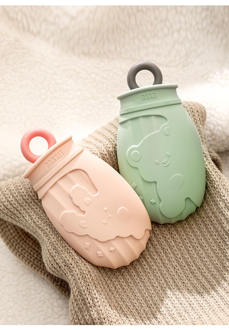 Bolsa de agua caliente de silicona FaSoLa, con dibujos animados, gruesa y a prueba de explosiones, para calentar las manos del vientre femenino._voghion.com