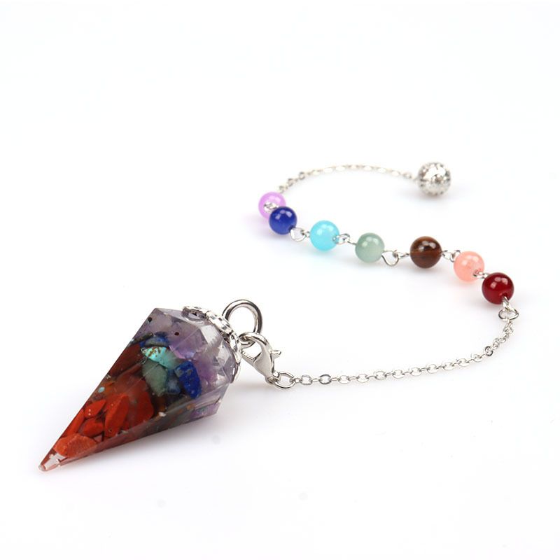 30mm Hexagonal Crystal Resin Pendant - Natural Gravel Cone Chakra Beads With Adjustable Cotton Cord For Yoga, Meditation & Energy Healing_voghion.com