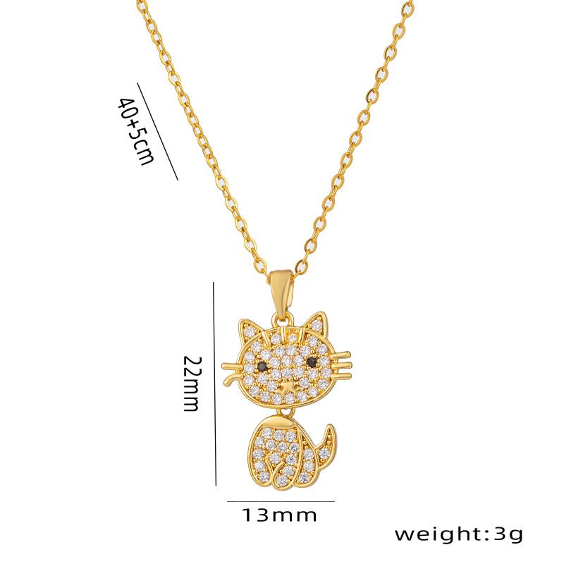 Feminino Zircão Balançando Lucky Cat Live com Pequeno Multidão Design Luz Luxo Completo Diamante Galvanizado Pingente de Ouro_voghion.com