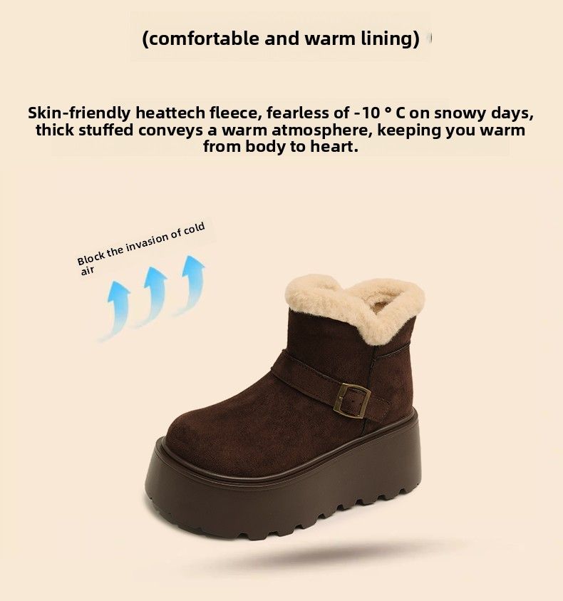 Winter Fleece-Lined Chinese Snow Boots Thick Sole Height-Increasing Small Size Cotton Shoes 34-40_voghion.com
