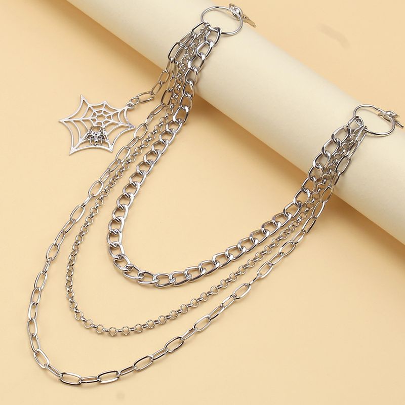 Personalized Sweet Cool Hip Hop Punk Spider Web Pant Gothic Multi Layered Metal Body Chain_voghion.com