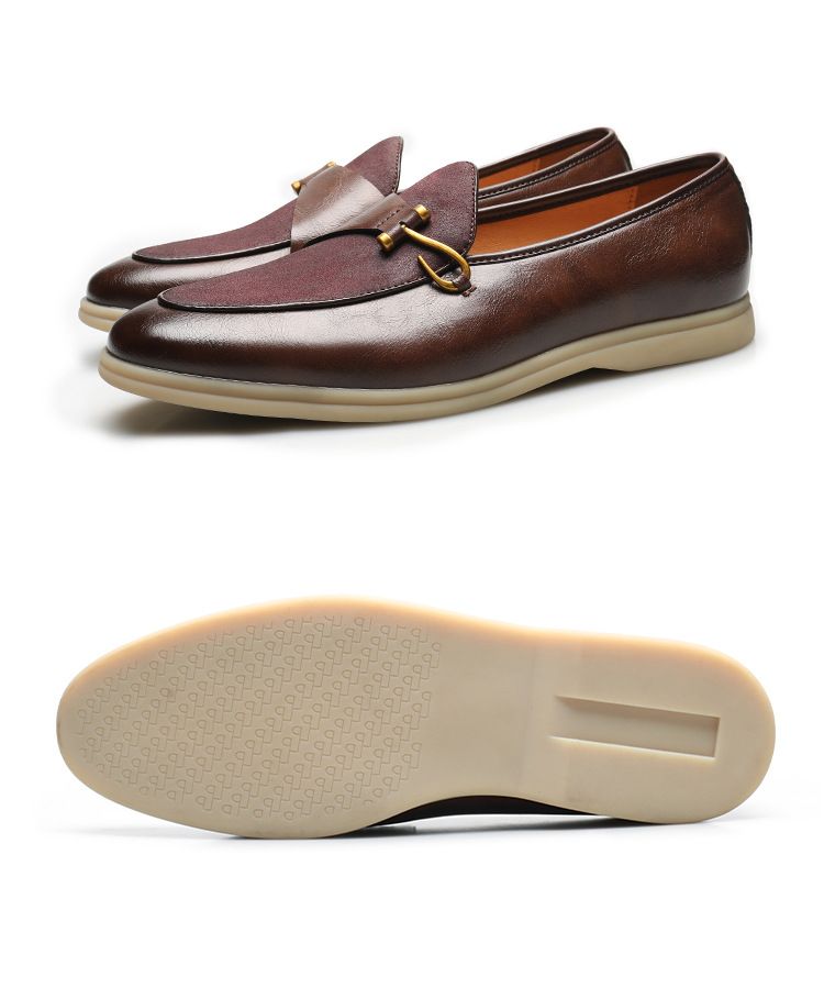 Mocassini tutto in uno per uomo scarpe in pelle a punta per uomo con scarpe a berretto_voghion.com