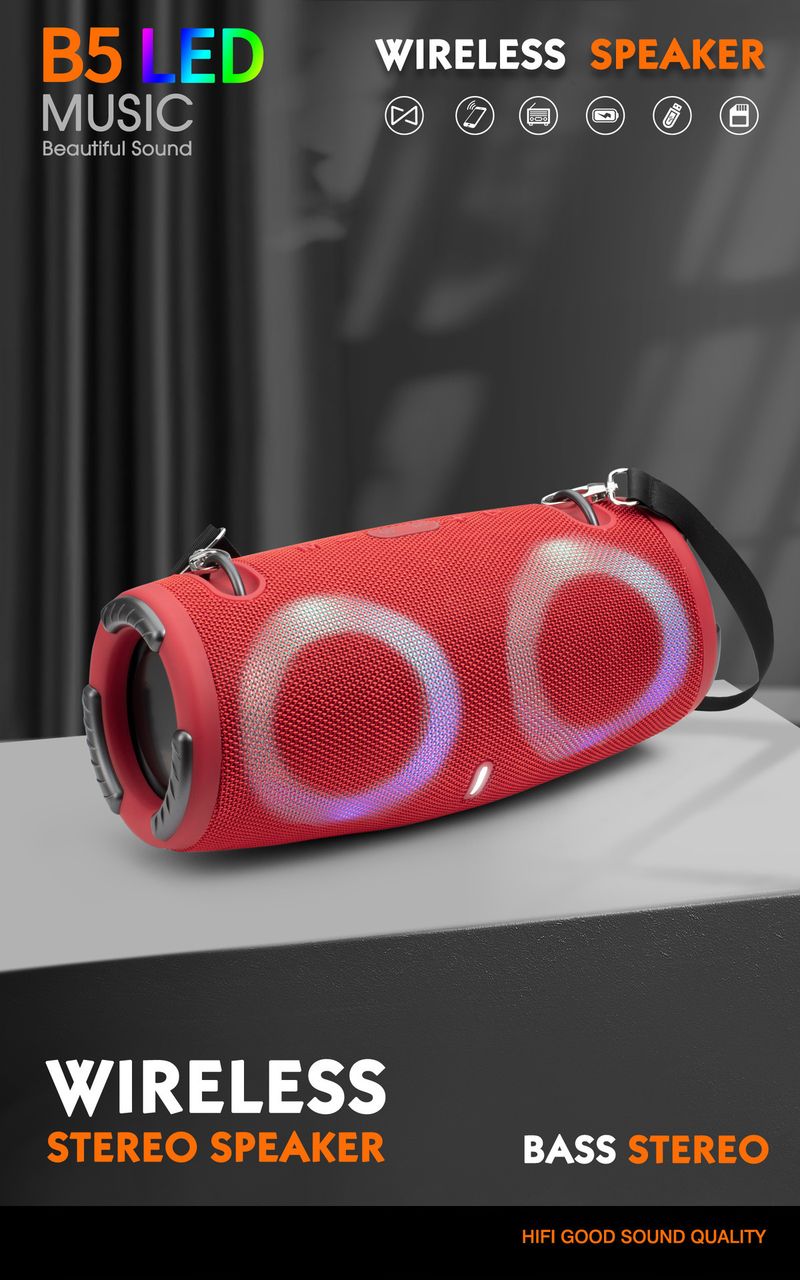MINI-XTREME3RGB Draagbare War Drum Bluetooth-luidspreker met coole sfeerverlichting, geschikt voor buitenactiviteiten_voghion.com