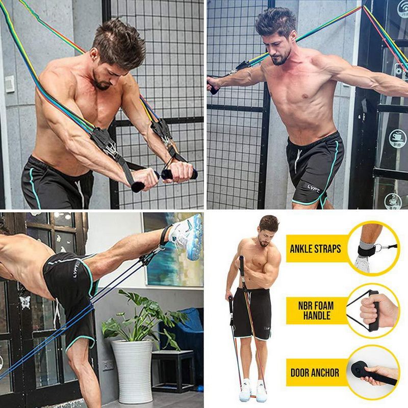 16Pcs Resistance Bands Set Expander Yoga Exercise Fitness Rubber Tubes Band Stretch Training Home Gyms Workout Elastic Pull Rope_voghion.com