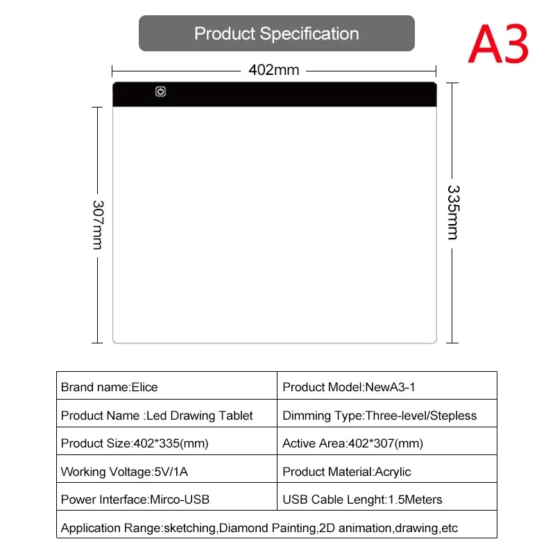 3/4/5 Größe LED-Licht Augenschutz Einfacher für Stickerei Verkauf Dreistufiges dimmbares Malpad_voghion.com