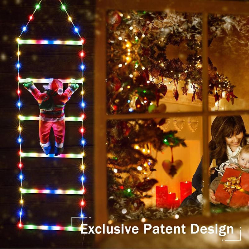 Toodour LED 2,5 FT Weihnachtsdeko-Leiterlichter mit Weihnachtsmann, Dekorationslicht für drinnen und draußen, Fenster,_voghion.com
