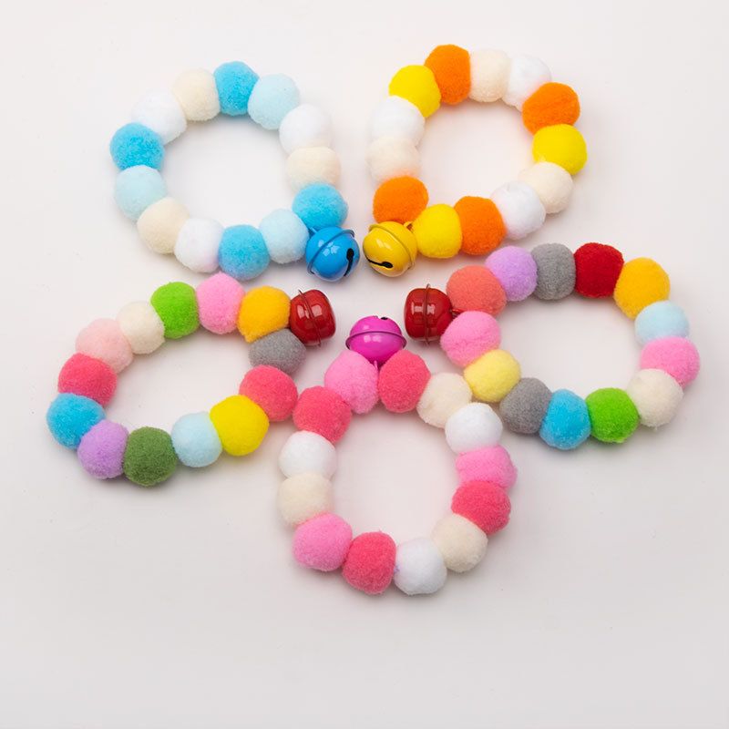 Scaldacollo per gatti colorato con pompon, anello elastico per cani, celebrità di Internet, palla soffice, accessori per animali domestici carini_voghion.com