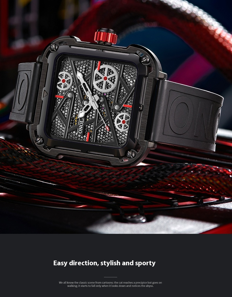 Fashionable new Orona/ONOLA hollowed out fully automatic men's mechanical tape waterproof watch for men_voghion.com