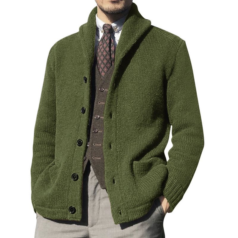 "Herren-Strickjacke aus Polyester – Klassischer Pullover mit offener Vorderseite für Business Casual (M-XXL, 5 neutrale Töne)"_voghion.com