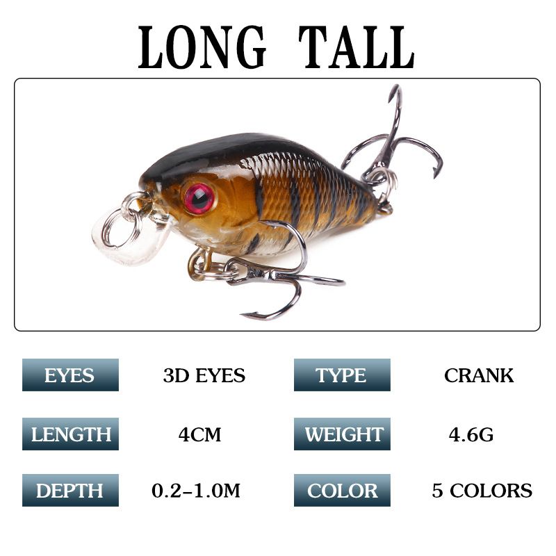 Lure Bait Rock Fat Man 4cm/4,6g Sort Tre Kroge Plastic Simulering Fiskeagn Hard Bait Bait Fiskeudstyr_voghion.com