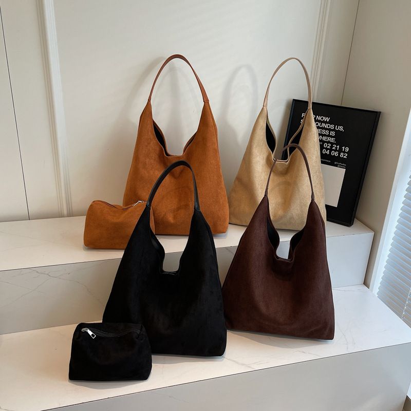 Loose Large Capacity For Women 2024 New Autumn Winter Commuter Shoulder Suede Tote Bucket Bag_voghion.com