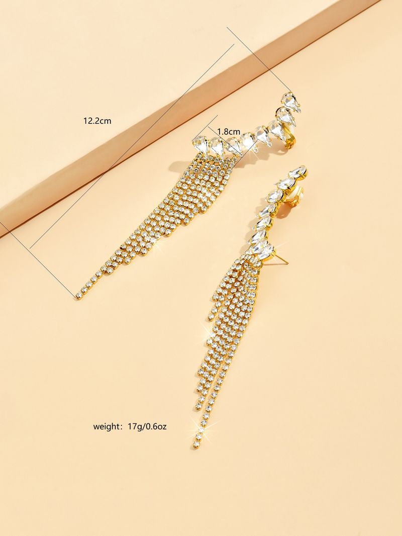 Unisex Earrings Personalized Tassel Earrings Fashionable Temperament Super Flash Diamond Claw Chain Earrings_voghion.com
