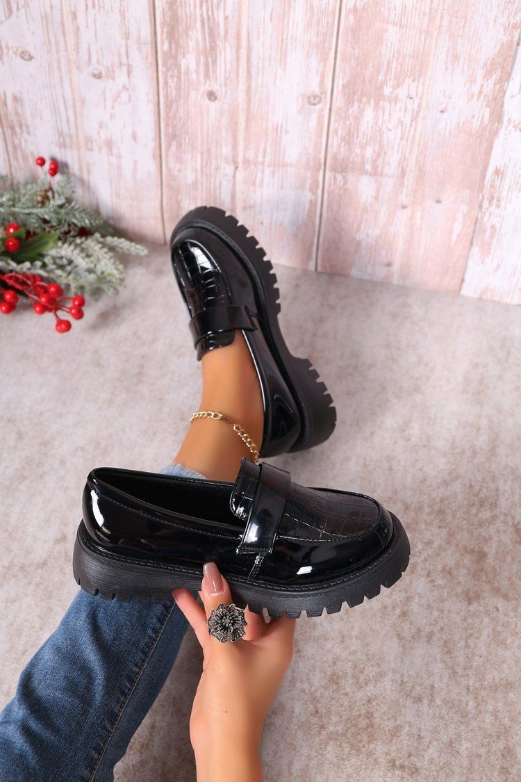 Loafer Small Leather Shoes Platform Single Shoes Retro Slip-on_voghion.com