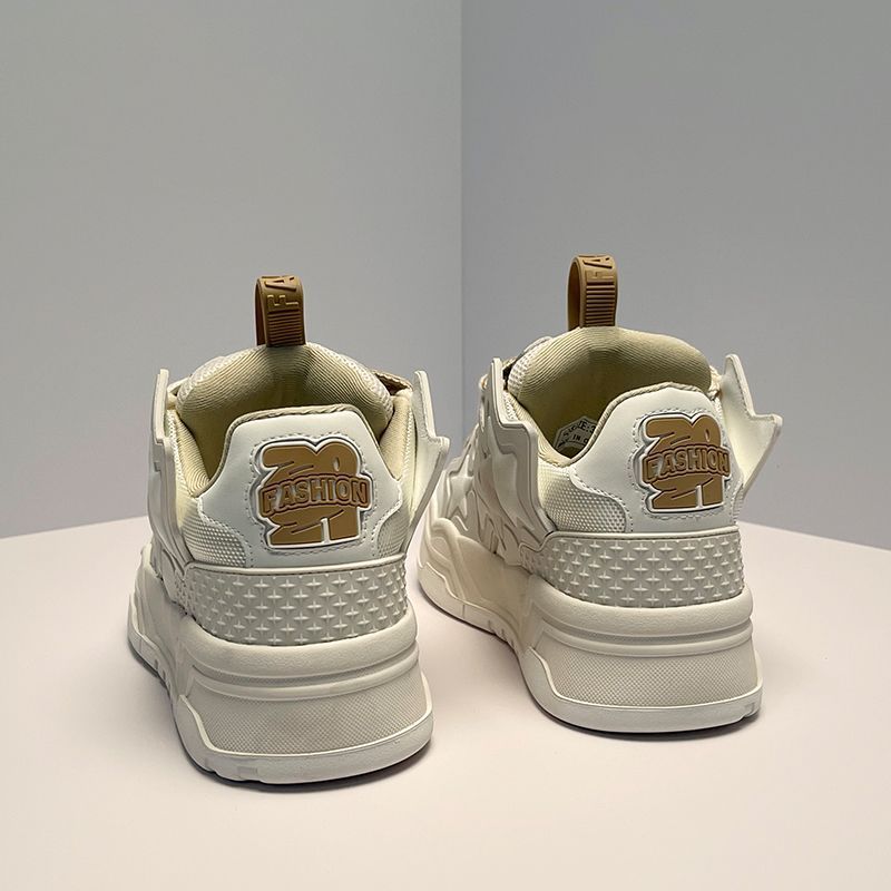 Scarpe da ginnastica alte in crema bianca con aumento di altezza e versatili, scarpe da ginnastica spesse invernali, scarpe da ginnastica alla moda da uomo_voghion.com