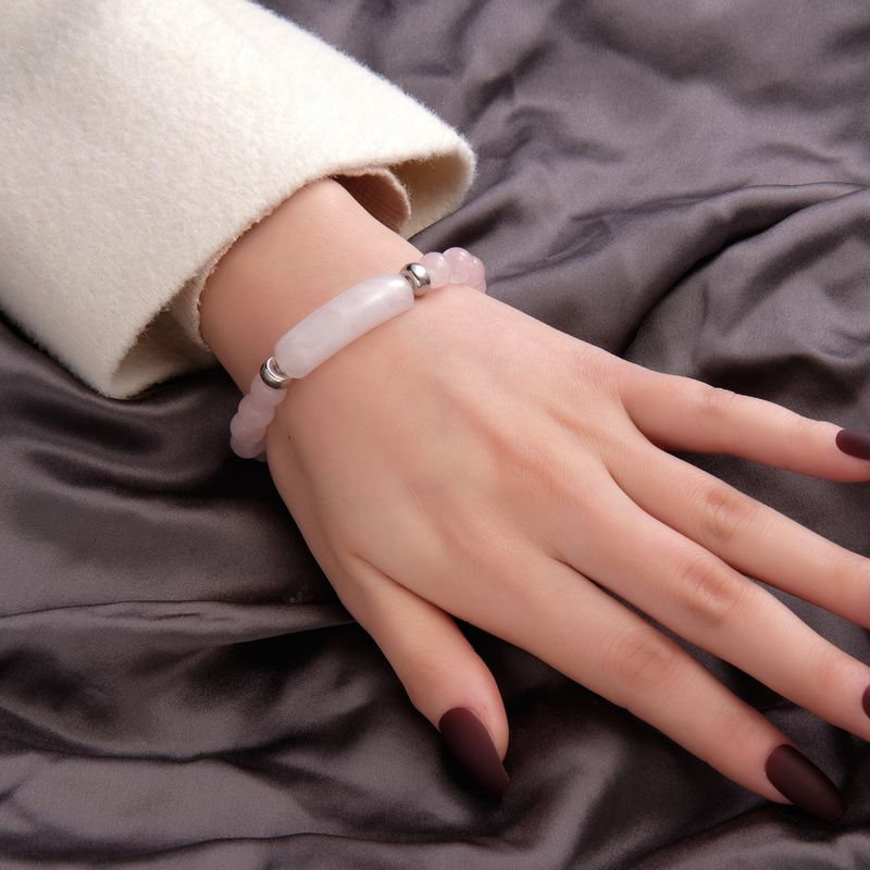 Bracciale con perline rotonde in pietra naturale da uomo, con marchio Bridge, elastico, in agata e cristallo, per yoga, braccialetto energetico in pietra naturale_voghion.com
