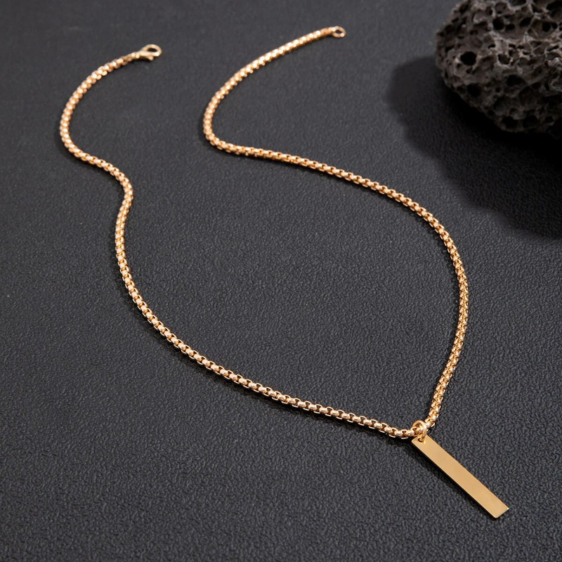 Purui minimalistesch isch geometresch Stéckanhänger Halskette fir Männer Këschtkette Choker Bijouen um Hals Kraang Strooss cool Party Boy_voghion.com