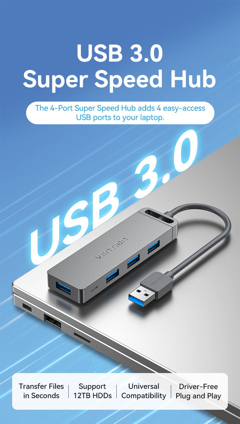 vention High Speed 4 Ports Multi To 3.0 Splitter Adapter For MacBook IPad Pro Xiaomi Lenovo USB Hub_voghion.com