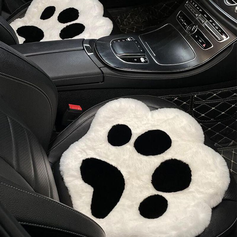 Cuscino per sedia con stampa di zampe di gatto in peluche, con pelo di coniglio artificiale, per interni auto da donna_voghion.com