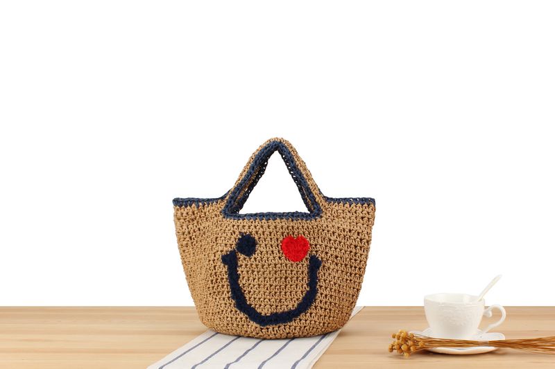 Borse da donna Borsa carina intrecciata a mano in un unico pezzo Borsa intrecciata in corda di carta Borsa tote intrecciata in corda di carta casual semplice e coordinata_voghion.com