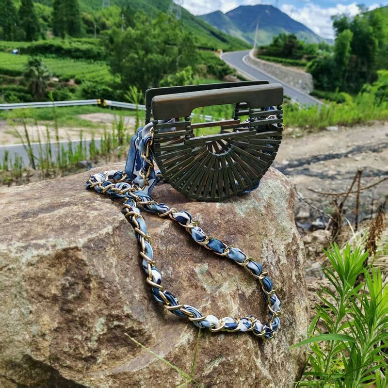 Handmade Bamboo Summer New Style Straw Women's Fashion Handheld Rattan Woven Handbag Pearl Chain Bag_voghion.com