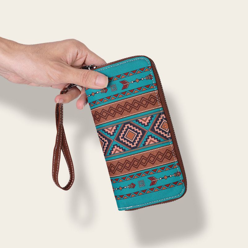 Estilo boêmio com função RFID bolsa de pulso carteira retrô elegante_voghion.com