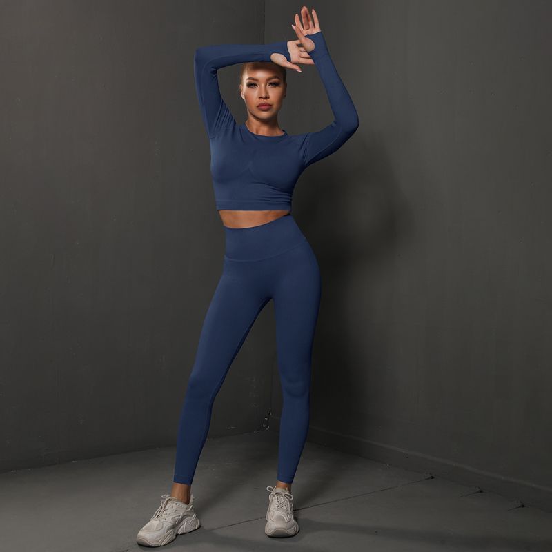Costum de yoga sport, alergare, fitness, fără cusături, culoare piersică, strâmt, pentru ridicarea șoldurilor, pentru femei_voghion.com