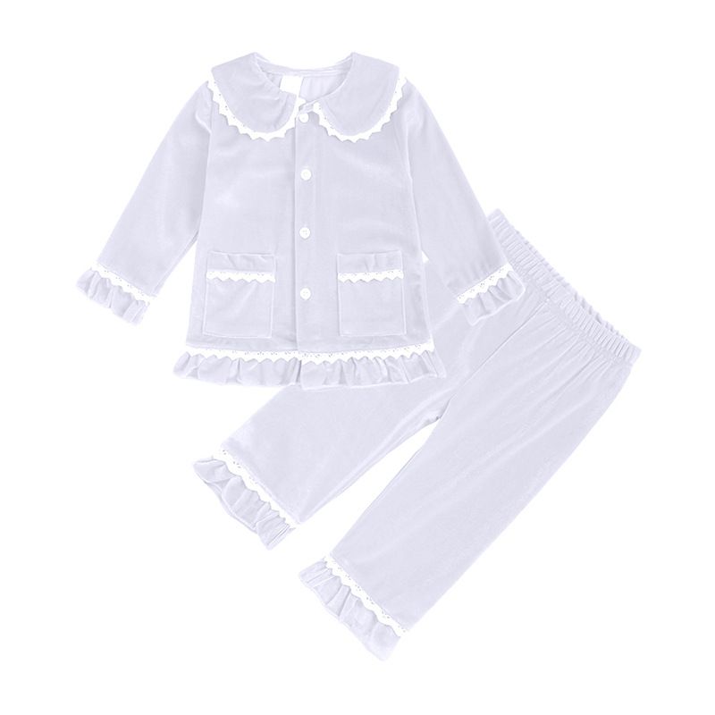 Conjunto de pijamas para niños y niñas de manga larga de terciopelo navideño para niños Otoño Invierno_voghion.com