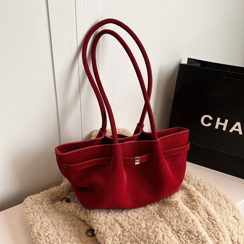 Borsa a secchiello in pelle scamosciata casual alla moda 2025, nuova borsa a tracolla grande e capiente per pendolari, borsa a mano in pelle nabuk_voghion.com