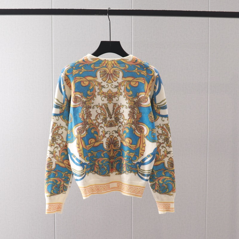 Maglione a maniche lunghe con scollo rotondo e stampa astratta retrò da donna, maglione aderente con fondo Joker_voghion.com