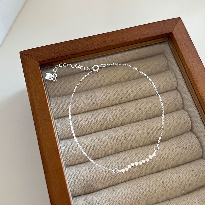 Linha Fragment S Prata Pura Design Irregular Quadrado Corte Tornozeleira Estudante Melhor Acessório_voghion.com
