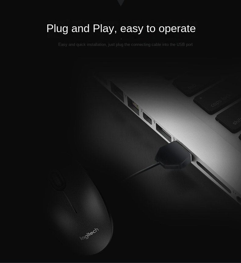 Logitech M100r Komfortable kabelgebundene Computermaus Universelle wiederaufladbare ergonomische Computermäuse_voghion.com