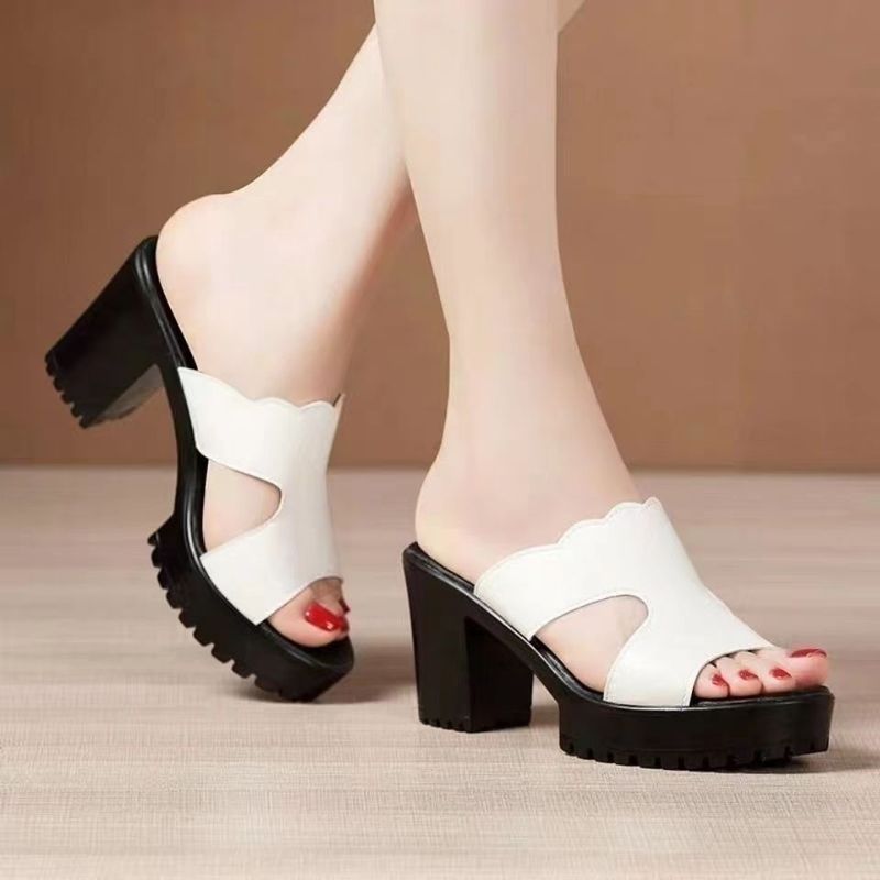 Sandalias de verano de una sola línea con suela nueva, tacón grueso y punta abierta, versión coreana, de una sola línea, zapatos de playa para mujer._voghion.com