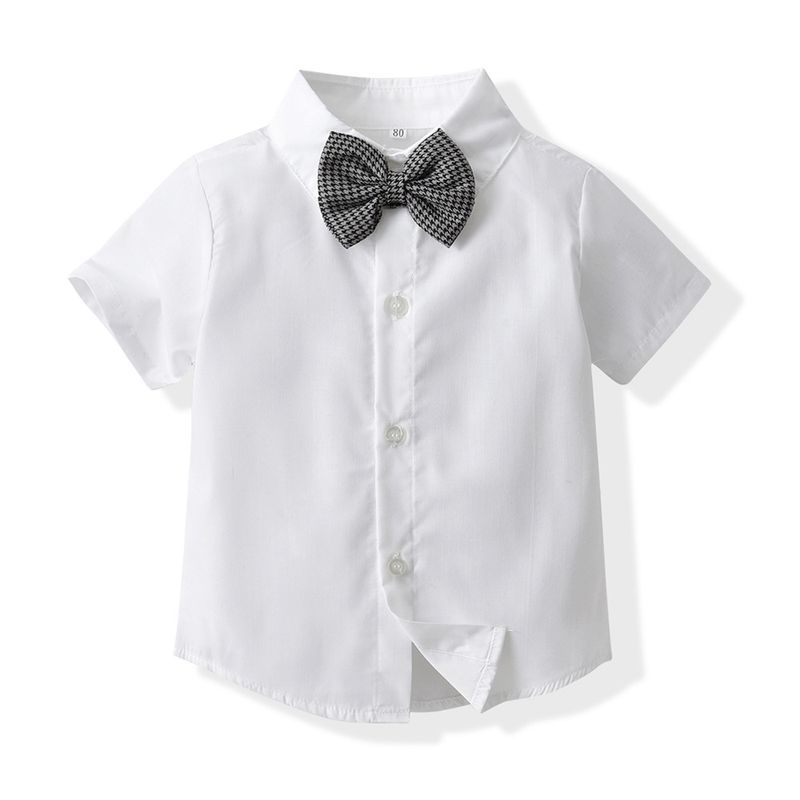 Kinderkleidung Neue Frühlings- und Herbstkleidung für Jungen, kleine karierte Weste, kurzärmeliger Hemdanzug für Kinder, einjährige Kleider-Performance-Kleidung_voghion.com