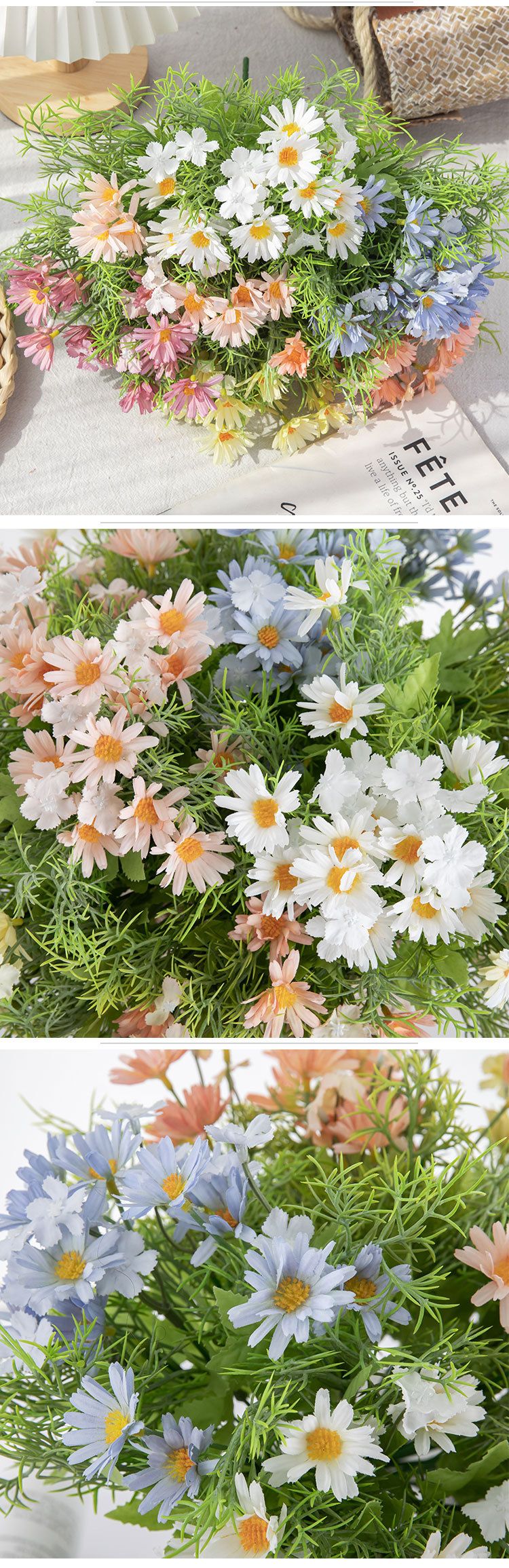 Rose wall sunflower daisy artificial flower manufacturer home decoration artificial flower bouquet cross-border MW66895_voghion.com