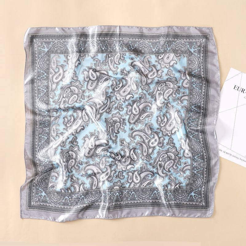 60cm Silk-Like Square Scarf Flight Attendant Style Neck Scarf Elegant Uniform Accessory Handbag Tie_voghion.com