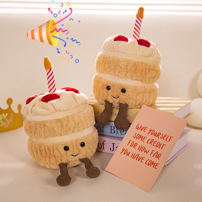 Stuffed Plush Animals Doll fun rainbow birthday cake plush toy_voghion.com